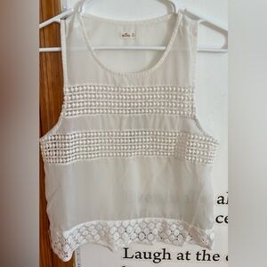 Hollister | Sheer & Lace | Tank Top | White